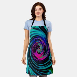 Delantal Dramático giro retro negro y turquesa