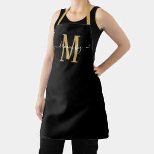 Delantal Dream Big Motivation Monograma First Gold Black