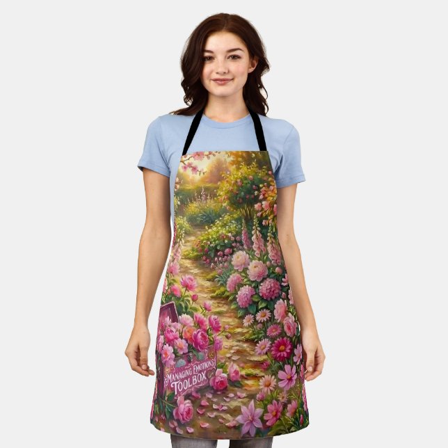 Delantal Dreamy Pink Flower Garden Path Painting (Gastado)