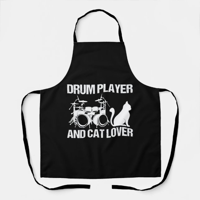 Delantal Drum Player And Cat Lover Drumming Musician Drums (Anverso)