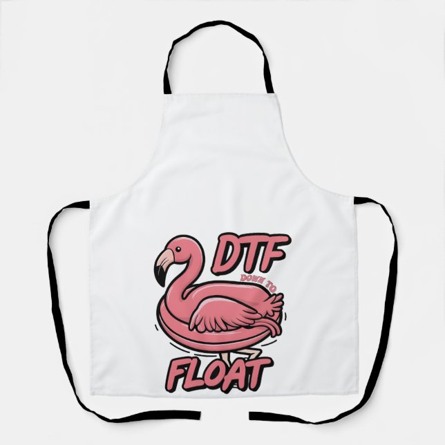 Delantal Dtf hacia abajo, el gracioso pájaro de Flammingo d (Anverso)