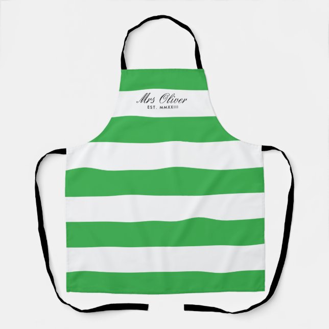 Delantal Ducha de novia regalo Apron Green Stripe personali (Anverso)