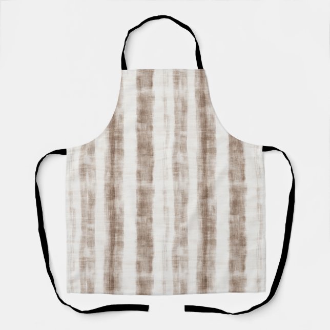 Delantal Ducha Nupcial de Rayas Beige Crema Tecido Sicilian (Anverso)