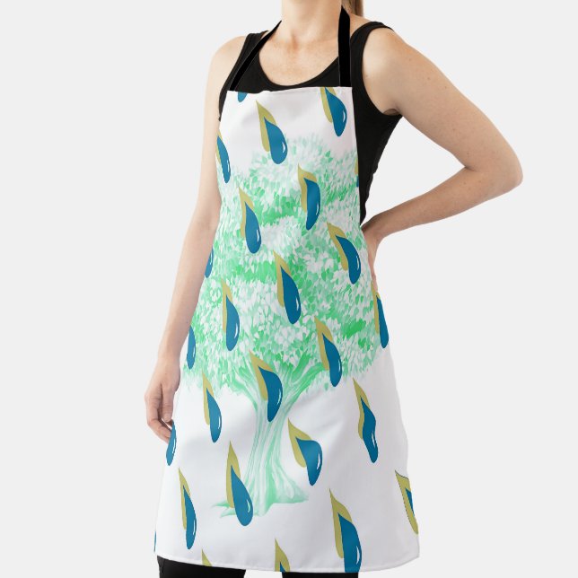 Delantal Duchas de lluvia azules y amarillas apagadas (in situ)