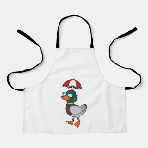 Delantal Duck en la lluvia con paraguas. PNG