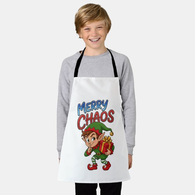 Delantal Duende de Navidad Alegre Caos (Gastado)