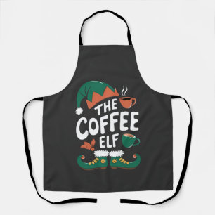 Delantal Duende del café Navidad Divertido Cafeína Amantes