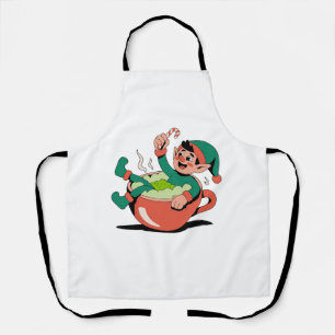Delantal Duende tomando un baño de Matcha para la Navidad d