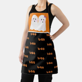 Delantal Dulce fantasma espeluznante de Halloween naranja n