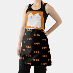 Delantal Dulce fantasma espeluznante de Halloween naranja n