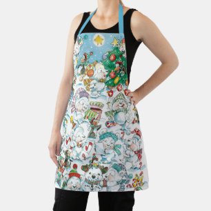 Delantal Dulce fiesta de Navidad de osos polares y pingüino