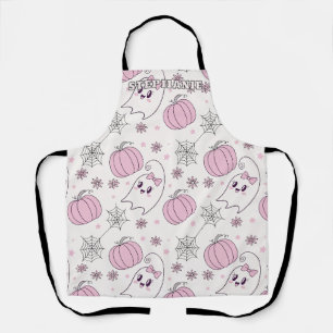 Delantal Dulce Patrón de Calabaza Rosa de Halloween