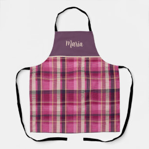 Delantal Dulce patrón de gingham a cuadros rosado personali