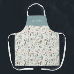 Delantal Duste azul botánico elegante regalo familiar moder<br><div class="desc">Verde sabio,  azul polvoriento,  negro,  verde marrón y gris elegante follaje moderno eucalipto acuarela Navidades botánicos naturales regalo de vacaciones diseño de delantal personalizado. Diseño minimalista,  depurado y elegante.</div>