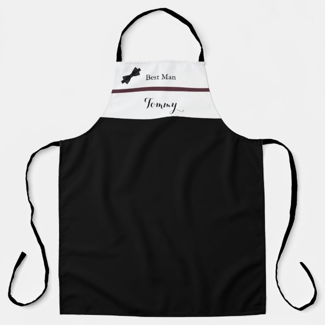 Delantal Dusty Rosa Borgoña el mejor hombre Boda Apron (Anverso)
