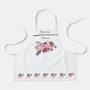 Delantal Dusty Rosa Burgundy Flower Girl Apron