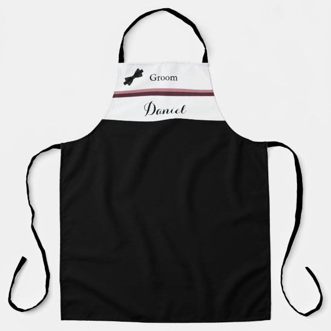 Delantal Dusty Rosa Burgundy Groom Boda Apron (Anverso)