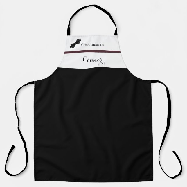 Delantal Dusty Rosa Burgundy Groomsman Boda Apron (Anverso)