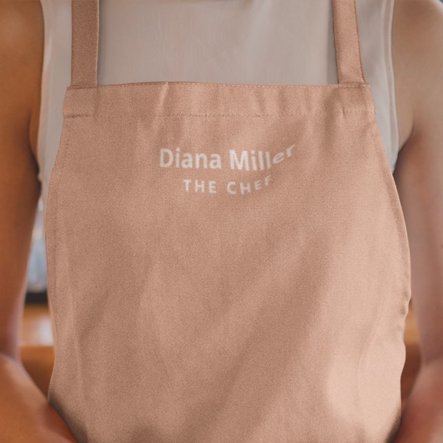 Delantal Dusty Rosa Feminine Su Nombre Personalizado (custom chef name)