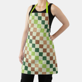 Delantal Earthy rainbow diagonal checkerboard pattern