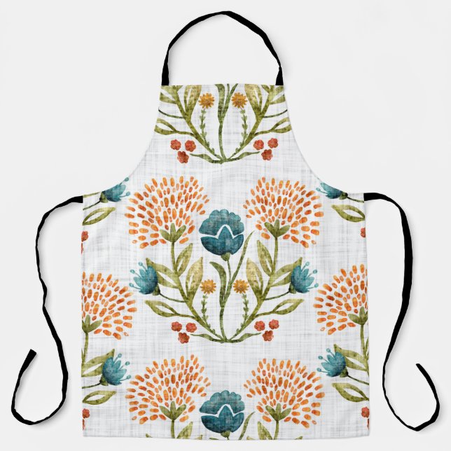 Delantal Earthy Whimsical: Motif de Flor acuarela. (Anverso)