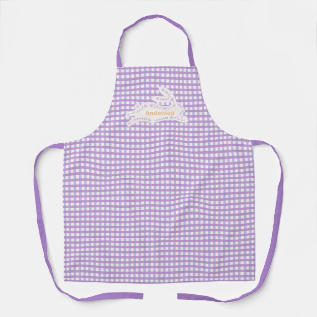 Delantal Easter Bunny Gingham Personalizado (Anverso)