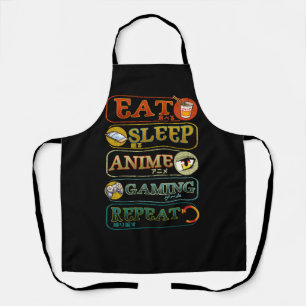 Delantal Eat Sleep Anime Gaming Repetir video japonés