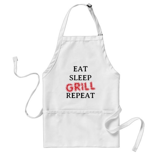 Delantal Eat Sleep Grill Repeat funny BBQ apron for chef (Frente)