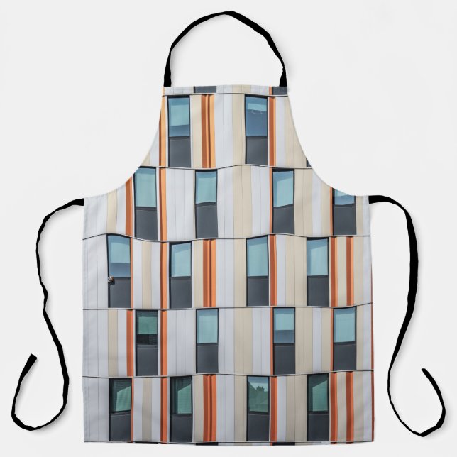 Delantal Edificio blanco y naranja (Anverso)