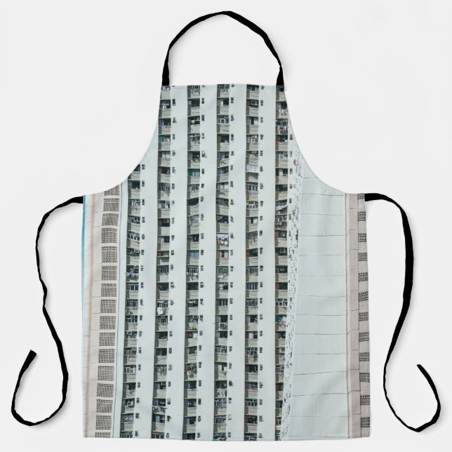 DELANTAL EDIFICIO DE CONCRETO BLANCO Y AZUL (Anverso)