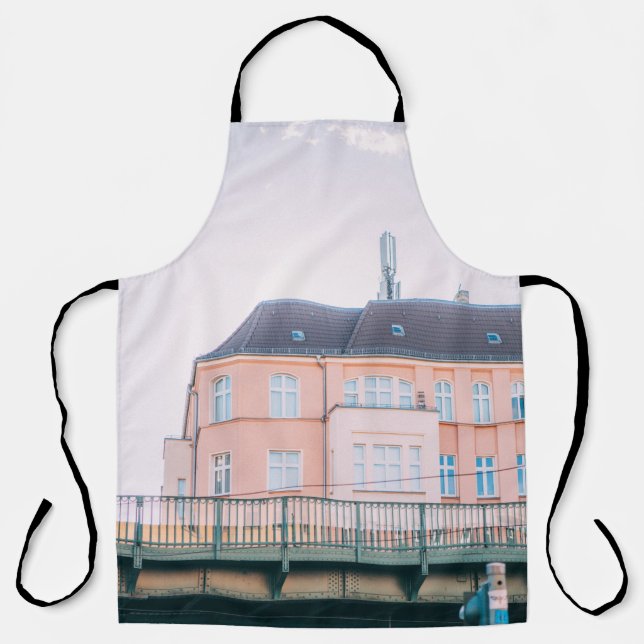 Delantal EDIFICIO DE CONCRETO naranja Y BLANCO (Anverso)