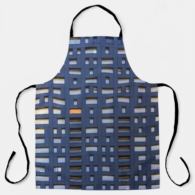 Delantal Edificio de hormigón azul y blanco (Anverso)