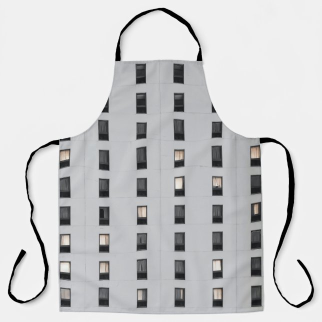 Delantal Edificio de hormigón blanco y negro (Anverso)