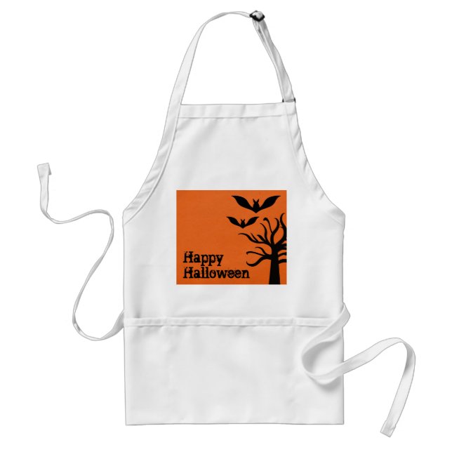 Delantal Eerie Bats Halloween Apron, Naranja (Frente)