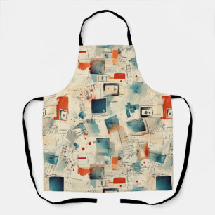 Delantal Efímera de cámara de casete naranja teal retro