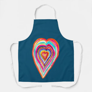 Delantal El amor del corazón del arcoiris suave boho