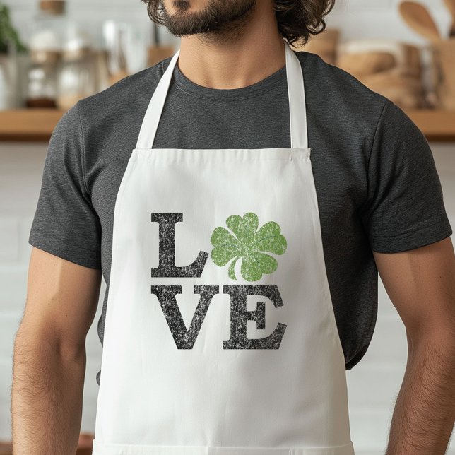Delantal El amor por St Patricks Day con shamrock (St. Patrick's Day Apron)