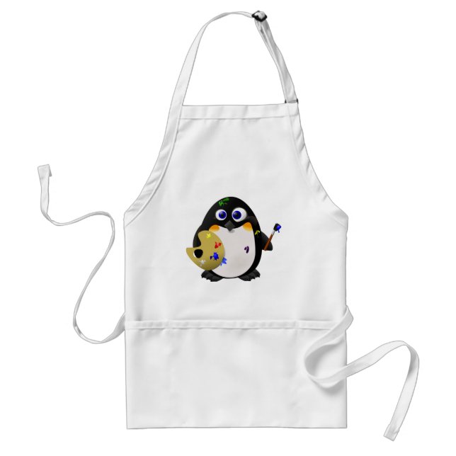 Delantal "El artista" -- Pingüino lindo del pintor (Frente)