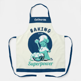Delantal El Blue Baking es mi superpotencia con nombre