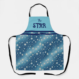 Delantal El brillo en la cocina con un azul brillante