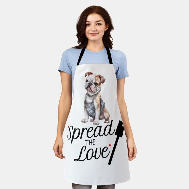 Delantal El bulldog Difunde El Amor (Gastado)