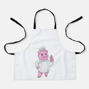 Delantal El cerdo como cocinero con el gorra del chef