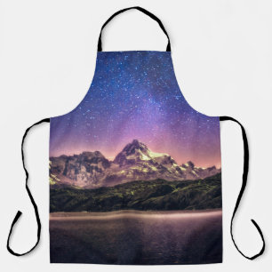 Delantal El colorido paisaje del cielo nocturno con estrell