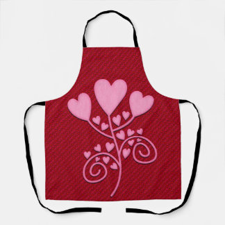 Delantal El Corazón Rojo Y Rojo De Todo El Mundo Cocina Apr