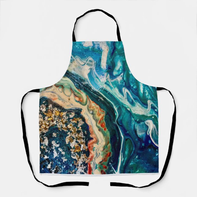 Delantal El cuadro abstracto del hielo y el pescado (Anverso)