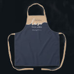 Delantal El desafío personalizado es el comestible hecho co<br><div class="desc">El desafío es el amor hecho comestible. NAVY & TAN. Diseño de escritura moderna limpia. Su Desafío Casero es una obra de arte digna de marco. Rótulo su obra maestra con un florecimiento con este discreto APRON TODO EL MUNDO. Coordina con nuestra cobertura de Challah Dough que puedes encontrar aquí:...</div>