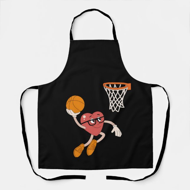 Delantal El día de San Valentín Heart Dunking Cute Basketba (Anverso)