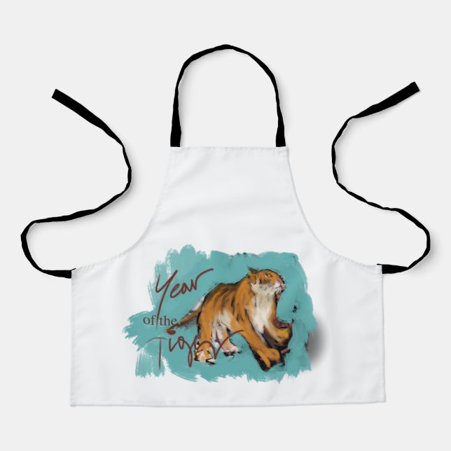 Delantal El dibujo original del tigre chino Año Nuevo AoA4K (Anverso)