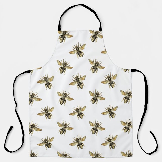 Delantal El diseño de la serie de abejas rosadas y doradas  (Anverso)
