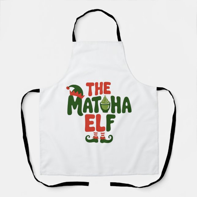 Delantal El Duende de Matcha Divertido Bebida de Navidad de (Anverso)